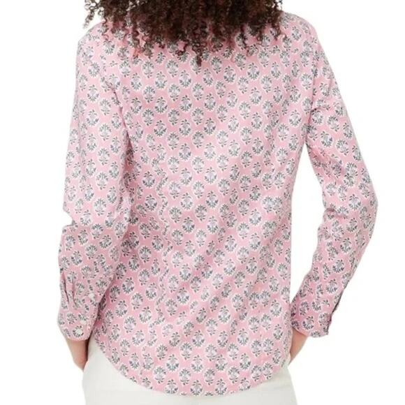J. Crew Pink Floral Print Lightweight Cotton Signature Fit Button Down-Size M - Picture 4 of 7